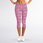 Pink Octopus Tentacles Pattern Print Women's Capri Leggings