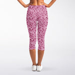 Pink Octopus Tentacles Pattern Print Women's Capri Leggings