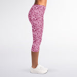 Pink Octopus Tentacles Pattern Print Women's Capri Leggings