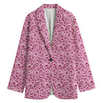 Pink Octopus Tentacles Pattern Print Women's Cotton Blazer