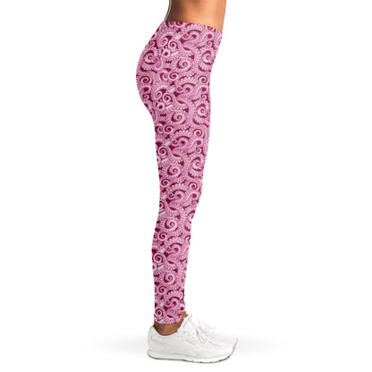 Pink Octopus Tentacles Pattern Print Women's Leggings