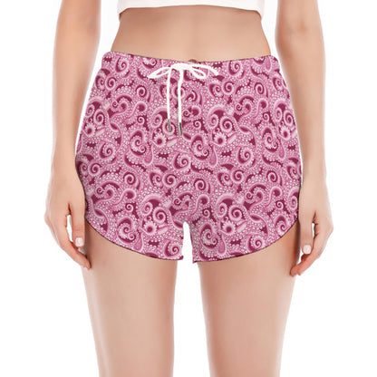 Pink Octopus Tentacles Pattern Print Women's Split Running Shorts