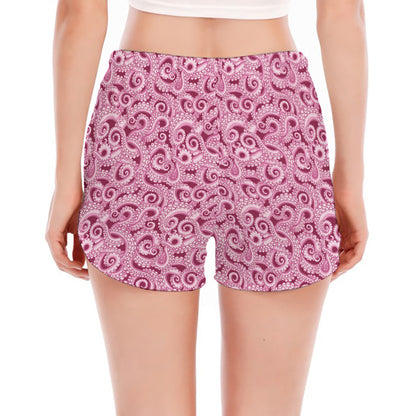 Pink Octopus Tentacles Pattern Print Women's Split Running Shorts
