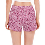 Pink Octopus Tentacles Pattern Print Women's Split Running Shorts
