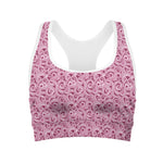 Pink Octopus Tentacles Pattern Print Women's Sports Bra