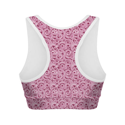 Pink Octopus Tentacles Pattern Print Women's Sports Bra