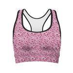 Pink Octopus Tentacles Pattern Print Women's Sports Bra