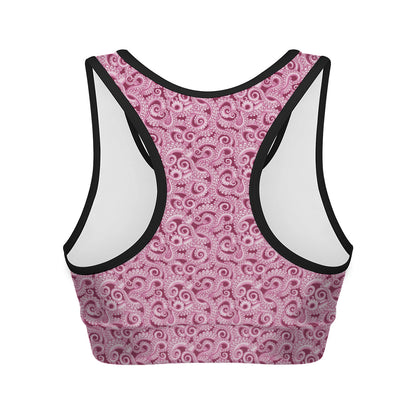 Pink Octopus Tentacles Pattern Print Women's Sports Bra