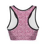 Pink Octopus Tentacles Pattern Print Women's Sports Bra