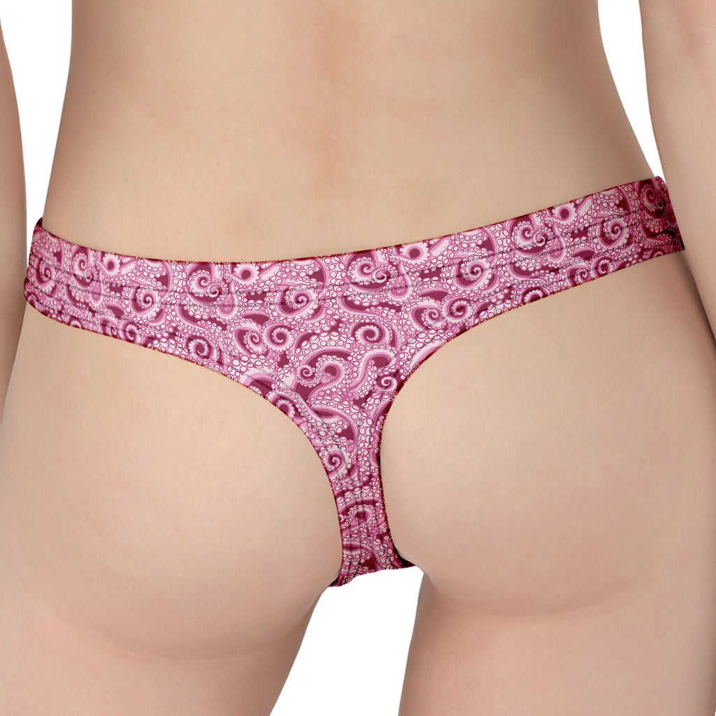 Pink Octopus Tentacles Pattern Print Women's Thong