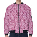 Pink Octopus Tentacles Pattern Print Zip Sleeve Bomber Jacket