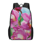 Pink Orchid Flower Print 17 Inch Backpack