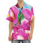 Pink Orchid Flower Print Aloha Shirt