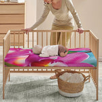 Pink Orchid Flower Print Baby Crib Sheet