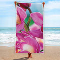 Pink Orchid Flower Print Beach Towel