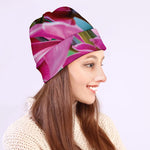 Pink Orchid Flower Print Beanie