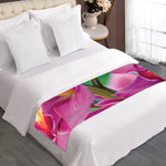 Pink Orchid Flower Print Bed Runner