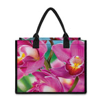 Pink Orchid Flower Print Canvas Tote Bag