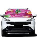Pink Orchid Flower Print Car Windshield Snow Cover