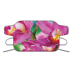 Pink Orchid Flower Print Car Windshield Snow Cover