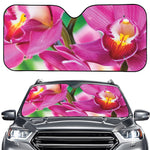 Pink Orchid Flower Print Car Windshield Sun Shade