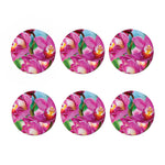 Pink Orchid Flower Print Coaster Set
