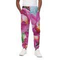 Pink Orchid Flower Print Cotton Sweatpants