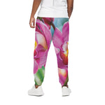 Pink Orchid Flower Print Cotton Pants