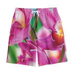Pink Orchid Flower Print Cotton Shorts