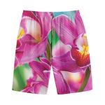 Pink Orchid Flower Print Cotton Shorts