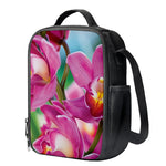 Pink Orchid Flower Print Crossbody Lunch Bag