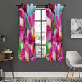 Pink Orchid Flower Print Grommet Curtain Panels