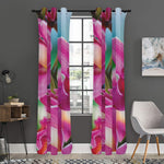 Pink Orchid Flower Print Curtain