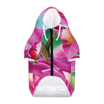 Pink Orchid Flower Print Dog Zip Up Hoodie