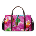 Pink Orchid Flower Print Duffle Bag