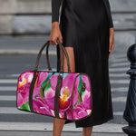 Pink Orchid Flower Print Duffle Bag