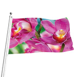 Pink Orchid Flower Print Flag