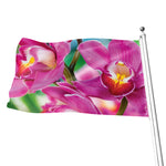 Pink Orchid Flower Print Flag