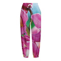 Pink Orchid Flower Print Fleece Lined Knit Pants