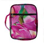 Pink Orchid Flower Print Front Pocket Bible Bag