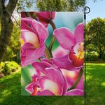 Pink Orchid Flower Print Garden Flag