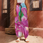Pink Orchid Flower Print Harem Pants
