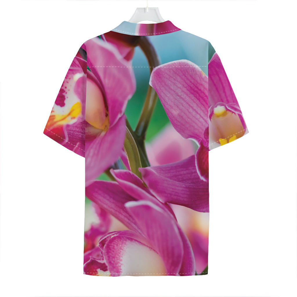 Pink Orchid Flower Print Hawaiian Shirt
