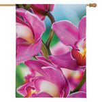 Pink Orchid Flower Print House Flag