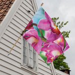Pink Orchid Flower Print House Flag