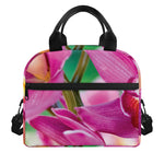 Pink Orchid Flower Print Insulated Lunch Bag