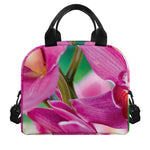Pink Orchid Flower Print Insulated Lunch Bag