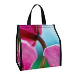 Pink Orchid Flower Print Insulated Lunch Tote