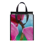 Pink Orchid Flower Print Insulated Lunch Tote
