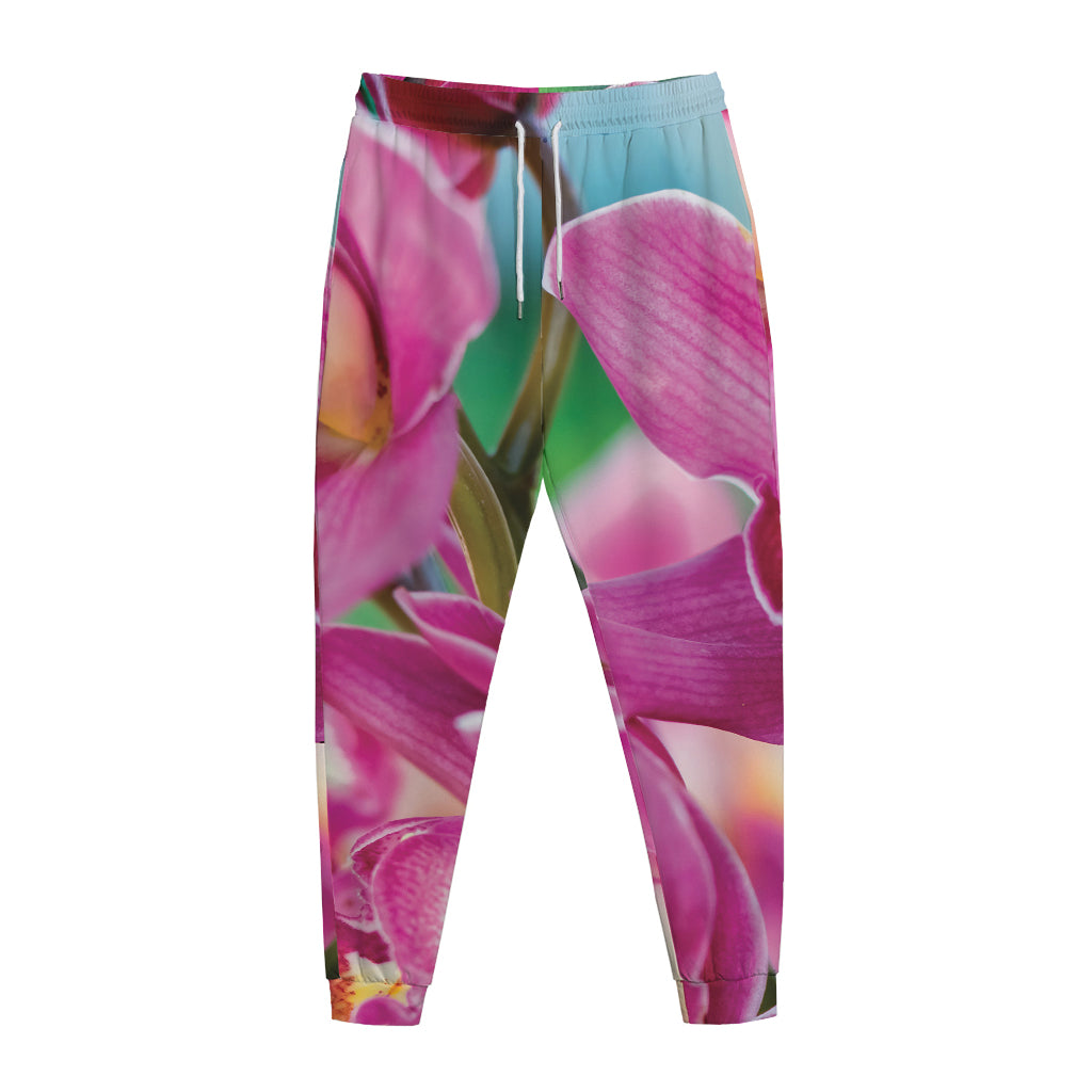 Pink Orchid Flower Print Jogger Pants